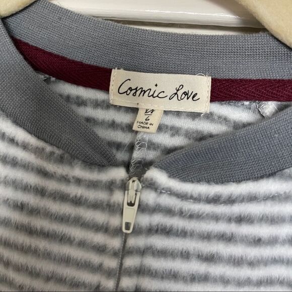 cosmic love fleece striped zip up onsie - Picture 3 of 4